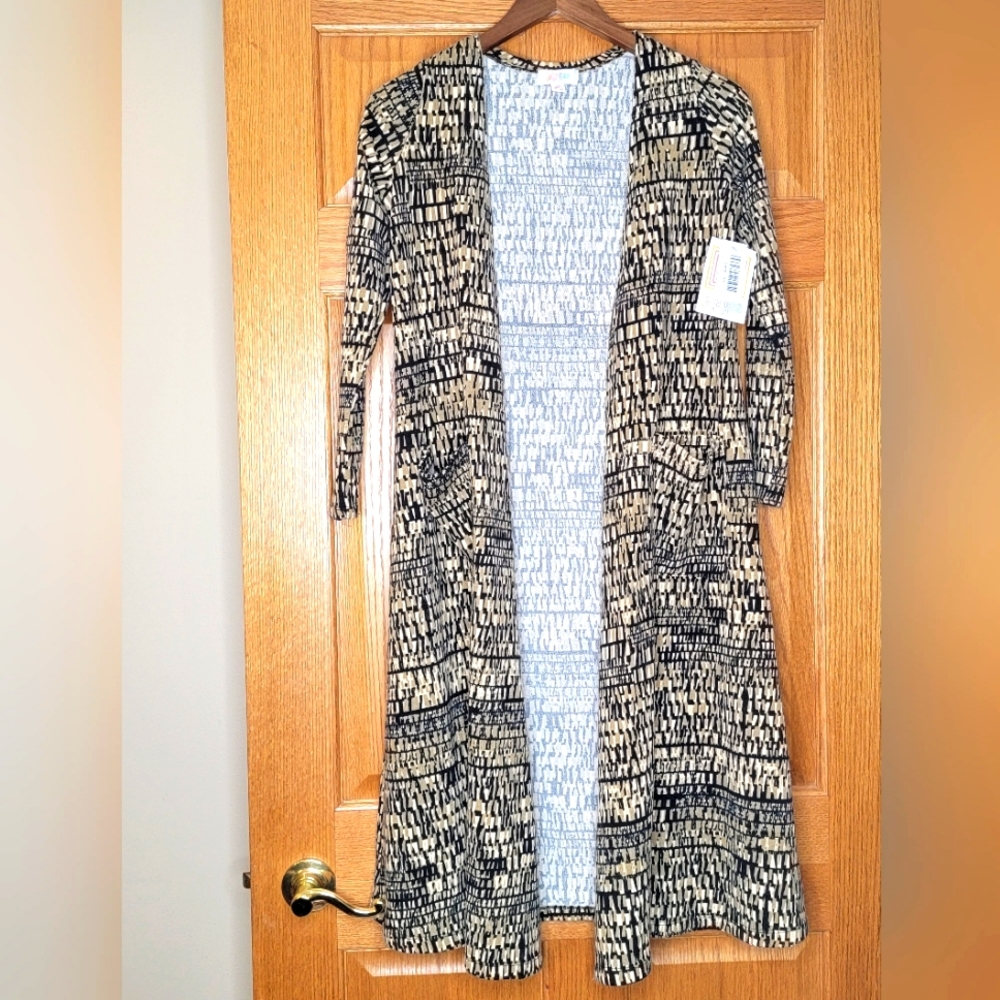 NWT LuLaRoe Sarah Duster Tan, Black, Beige Sz XS